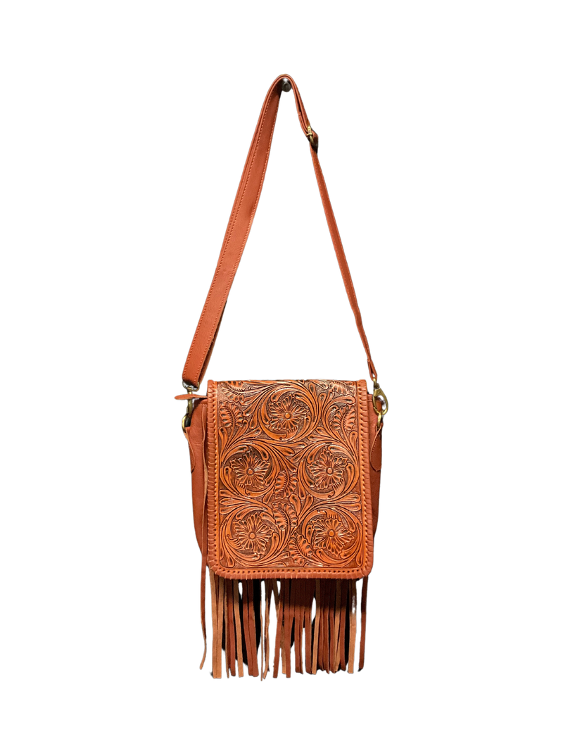 Chestnut Colored Floral Carved Purse