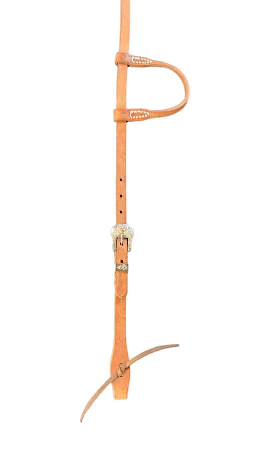 Single Ear Harness Leather w/SS Floral Buckles