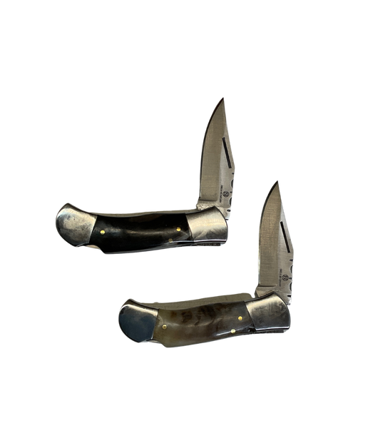 Single Blade Ram Horn Folding Knife w/Sheath