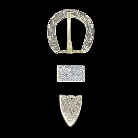 Antiqued Horseshoe Buckle Set- Silver Plate