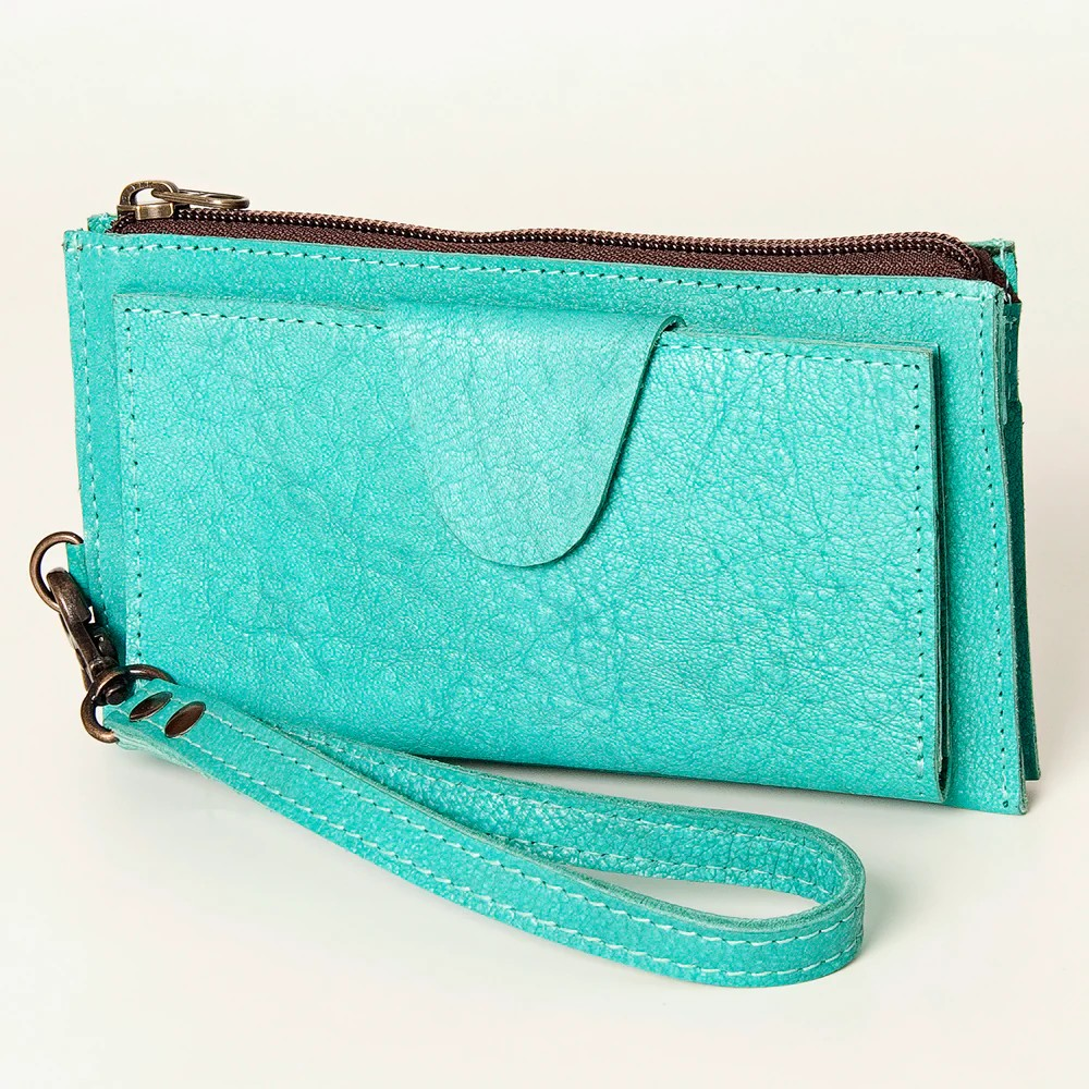 Turquoise Leather Cardholder Wallet