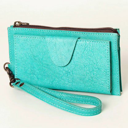 Turquoise Leather Cardholder Wallet