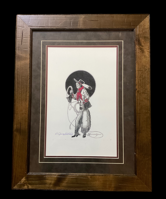 James Shoshone Red Scarf Vaquera Signed Print