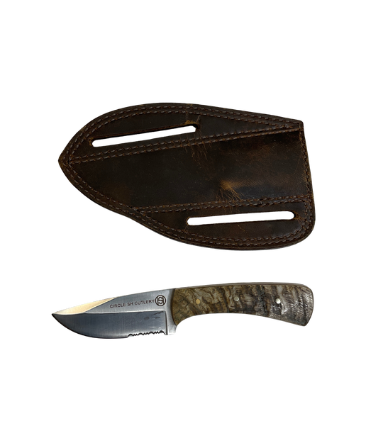 Fixed Blade Ram Horn Handle Knife w/Sheath
