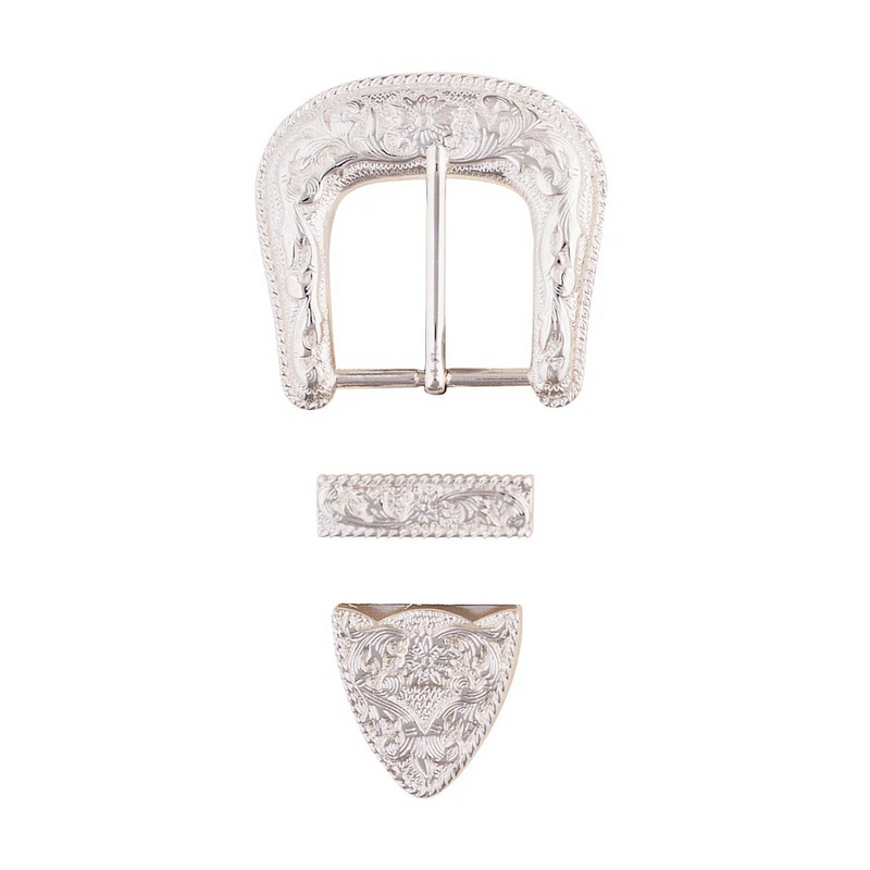 Western Floral Buckle, Loop & Tip Set