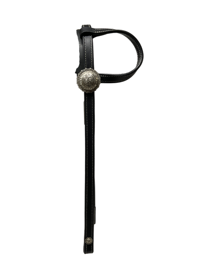 3/4" Black Single Ear w/Sterling Concho & Blevins Buckle