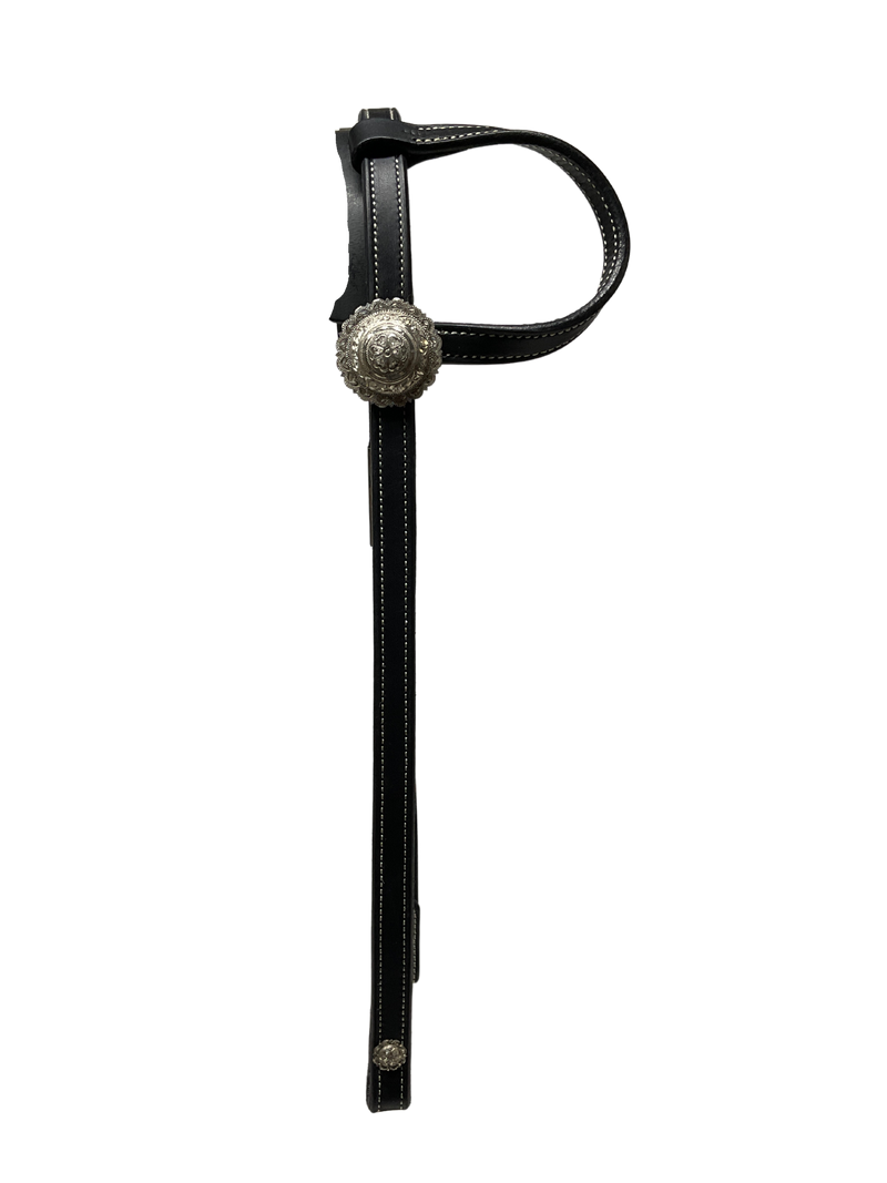 3/4" Black Single Ear w/Sterling Concho & Blevins Buckle