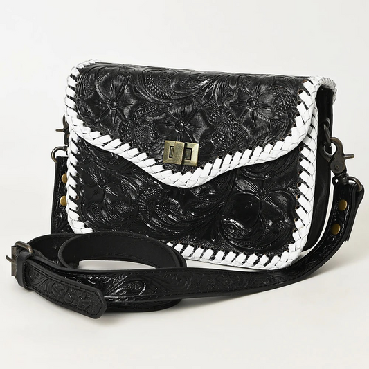 Crossbody Floral Carved Leather Purse 1