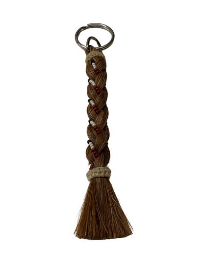 6" Braided Horsehair w/Beads Keychain
