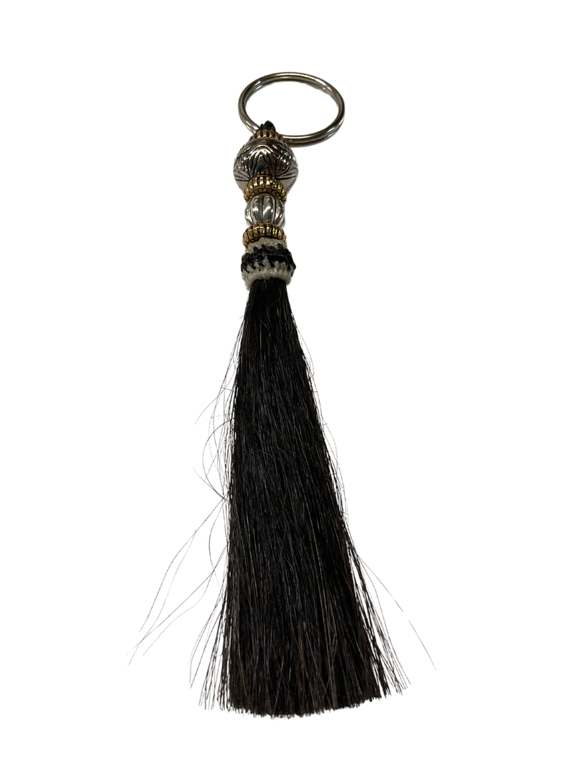 Horse Hair Tassel w/Beads Keychain