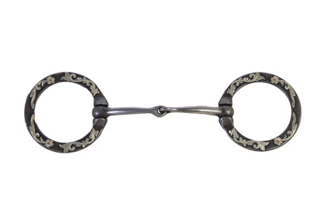 058 - Aged Steel Snaffle w/Floral Trim