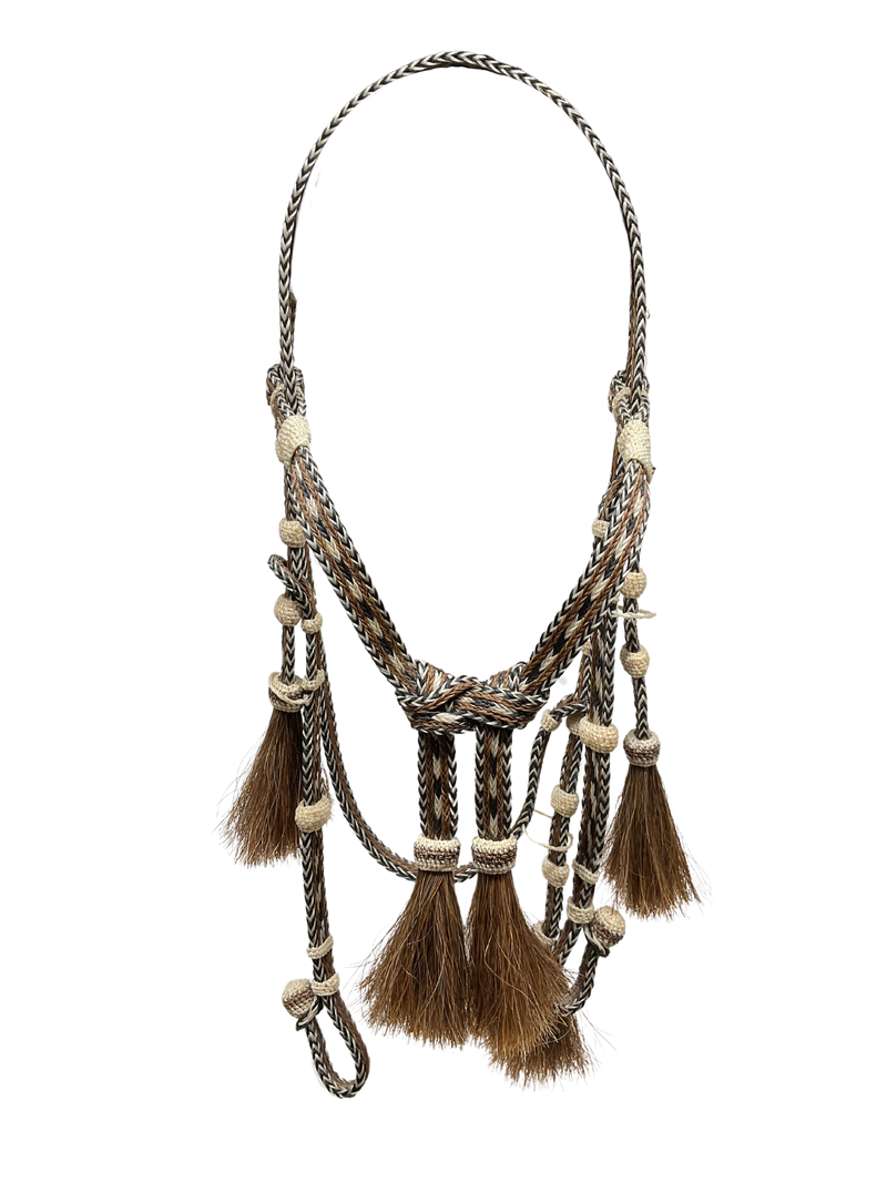 Braided Horsehair Headstall w/Split Reins