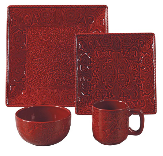 Savannah Ceramic Red Dinnerware Set