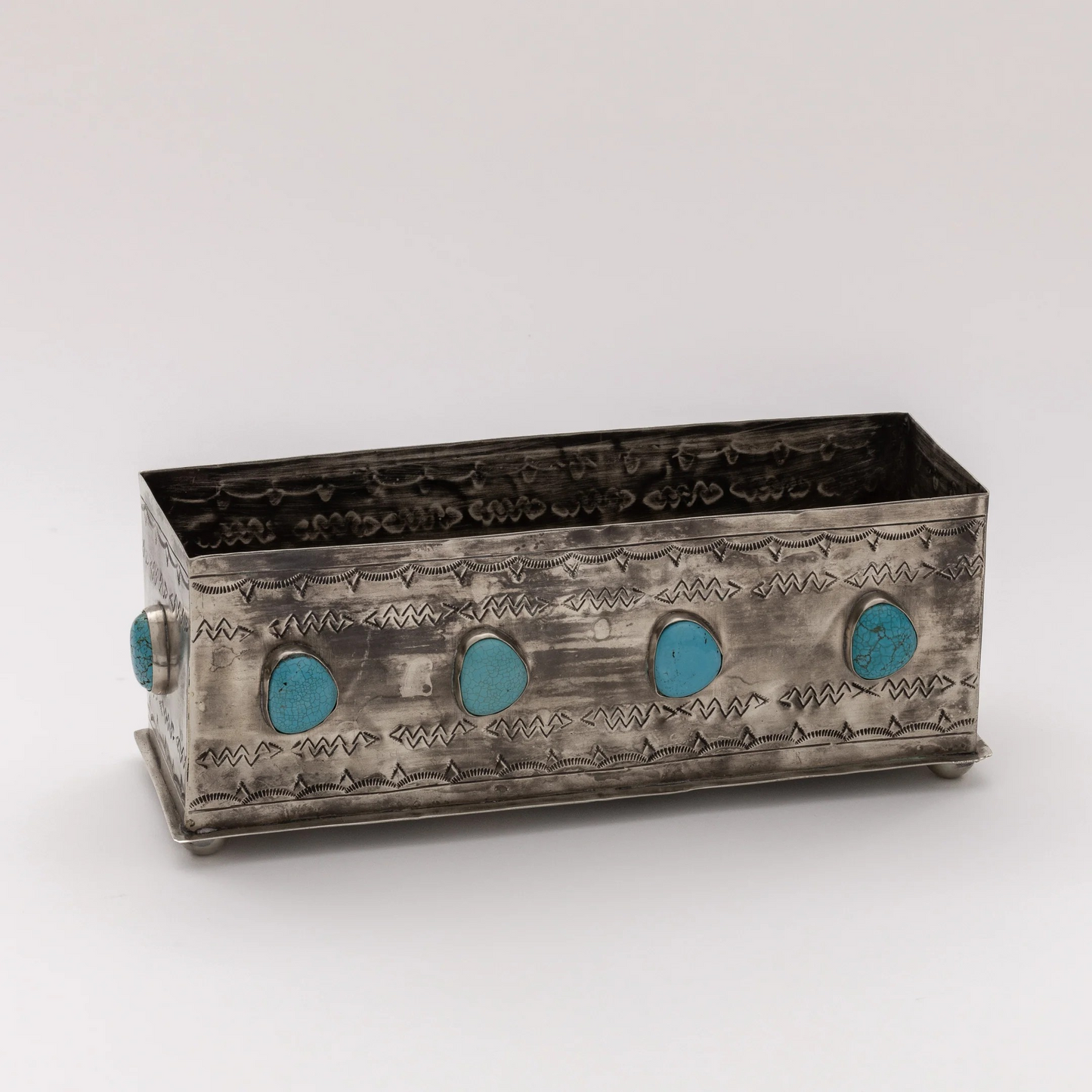 Stamped Planter w/Turquoise