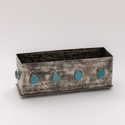 Stamped Planter w/Turquoise