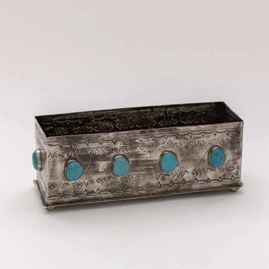 Stamped Planter w/Turquoise