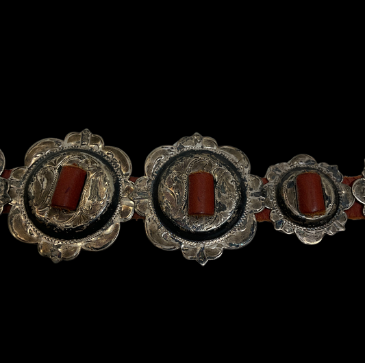 Vintage Vogt Sterling Overlay Slotted Concho Set