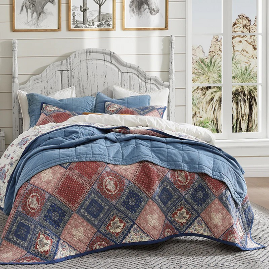 Patchwork Bandana Reversible Cotton King Quilt Set