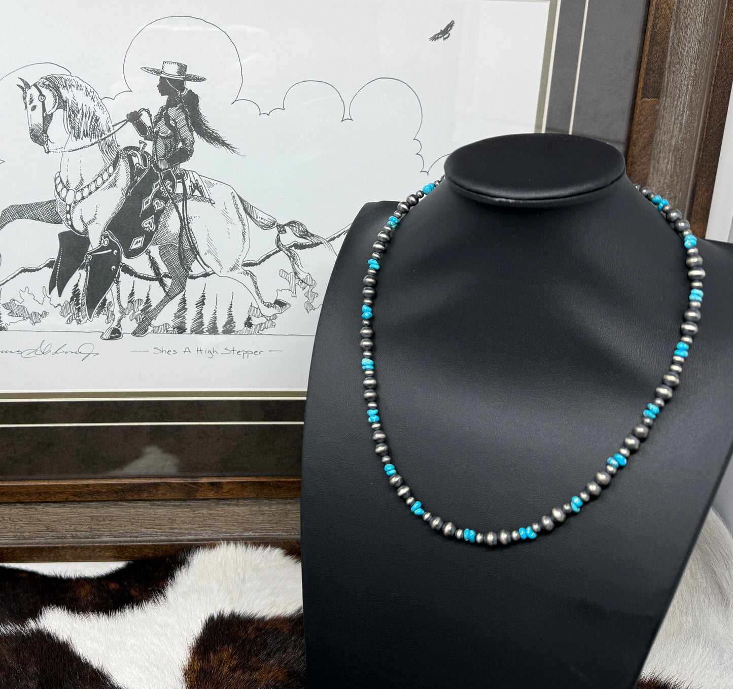 4mm- 6mm Navajo Pearls with Turquoise