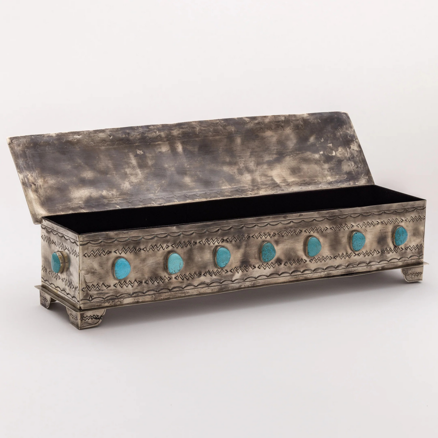 Large Stamped Mantle Box w/Turquoise