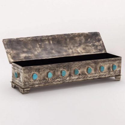 Large Stamped Mantle Box w/Turquoise