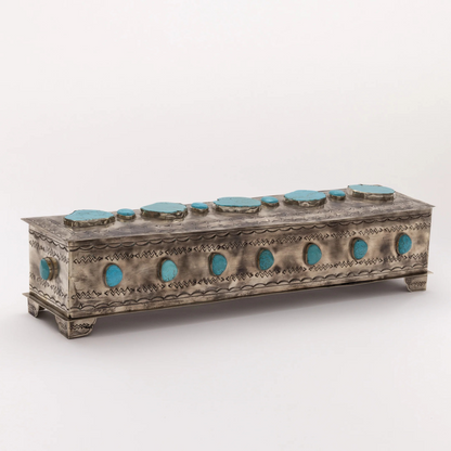 Large Stamped Mantle Box w/Turquoise
