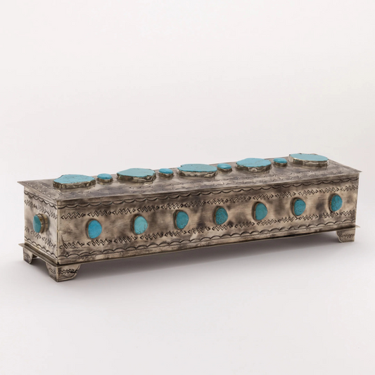 Large Stamped Mantle Box w/Turquoise