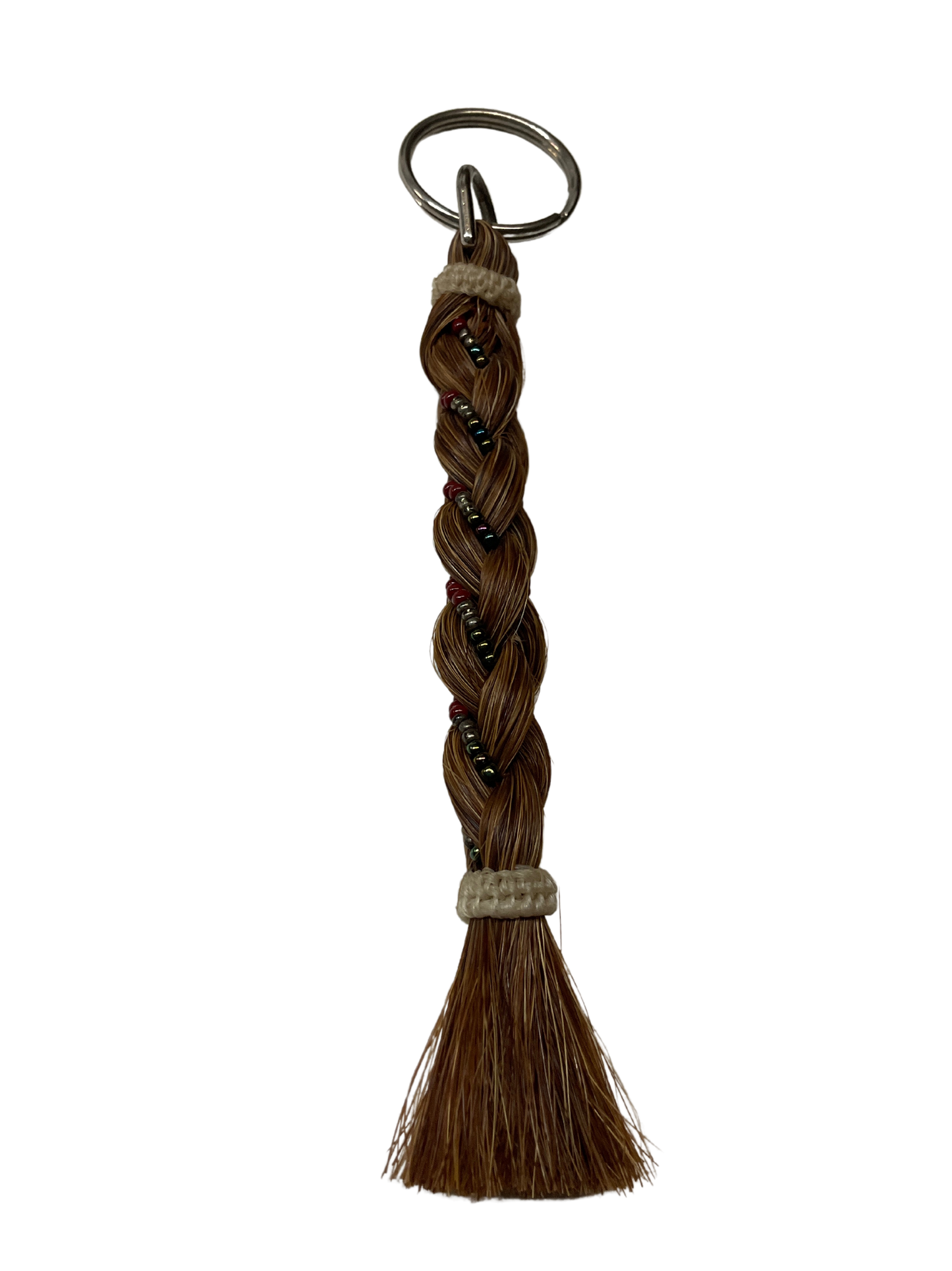 6" Braided Horsehair w/Beads Keychain