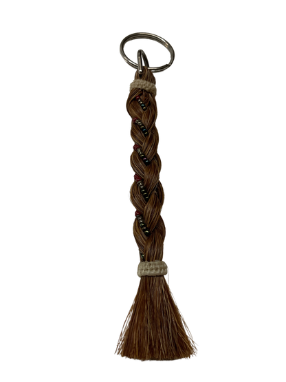 6" Braided Horsehair w/Beads Keychain
