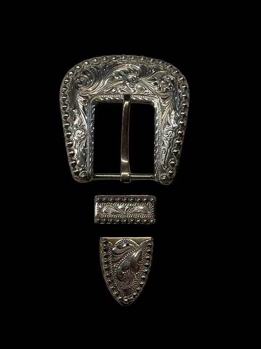 Sterling Silver 1" Belt Buckle Set