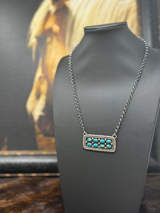 Multiple Stone Turquoise Bar Necklace