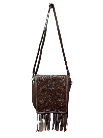 Dark Brown Floral Carved Purse