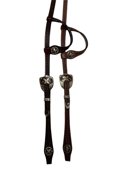 Single Ear Basket Stamped Rust Napa Buckles & Conchos