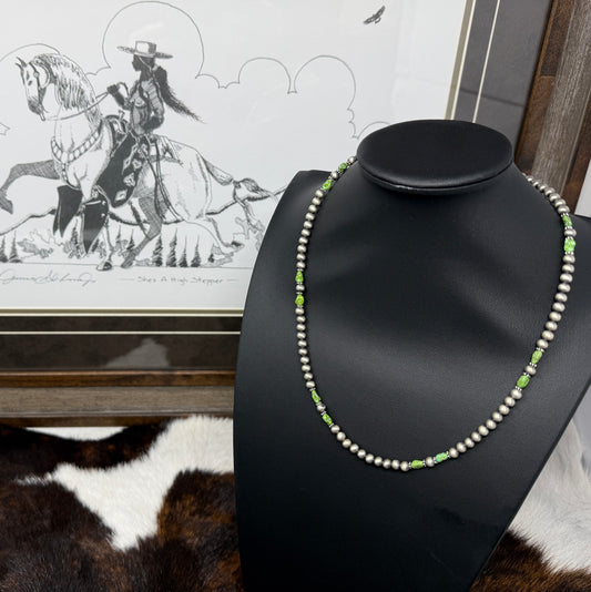 5mm Navajo Pearl Necklace w/Sonoran Gold stones