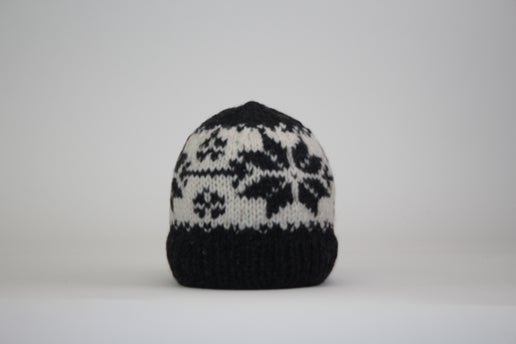 Beanie- Fitted Grey Snowflake