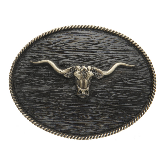 Longhorn w/Wood Grain Iconic Classic Buckle