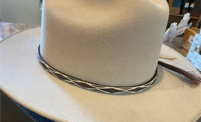 Hitched Horsehair Narrow Hat Band w/Double Tassels
