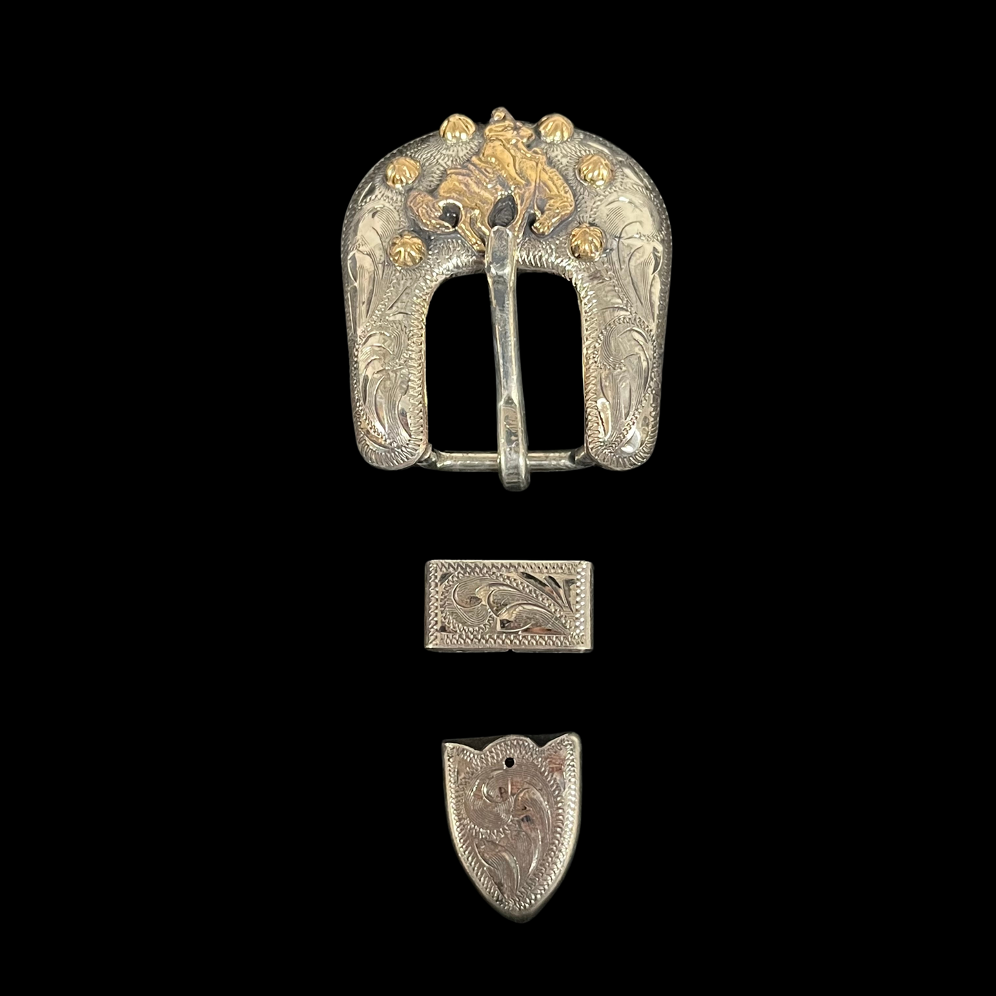 Antiqued Pico Berry Bronc Buckle Set