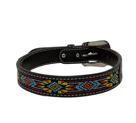 Dark Tooled w/Beaded Back Kids Belt