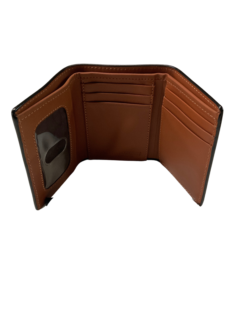 Trifold Basket Stamped Wallet w/Floral Carving