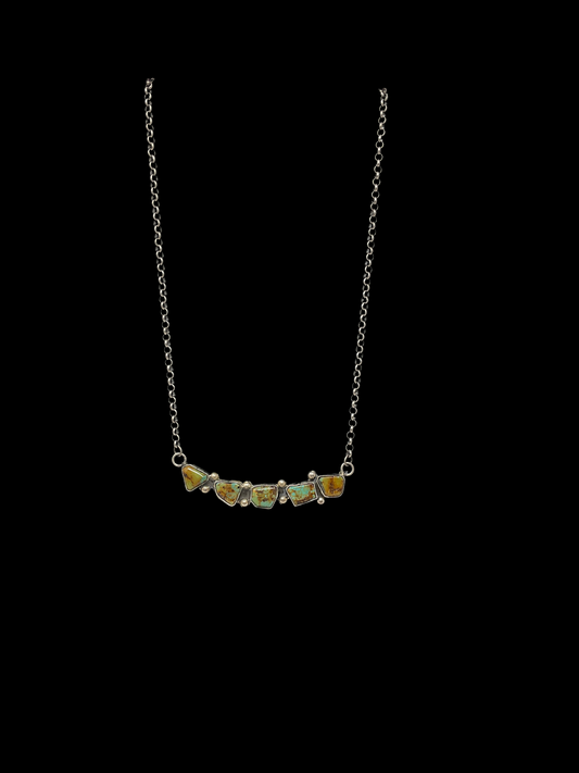 Turquoise 5 Stone Bar Necklace