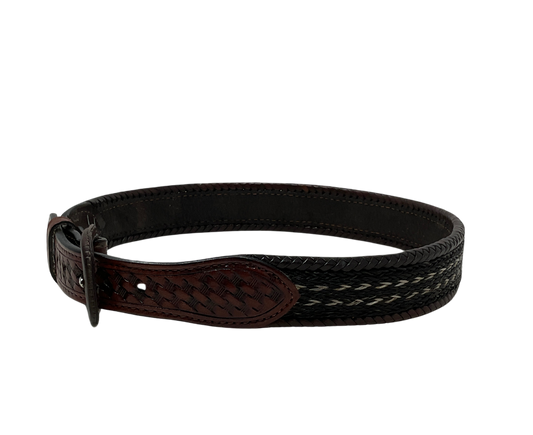 26" Basket Stamped Kids Belt w/Horsehair Design