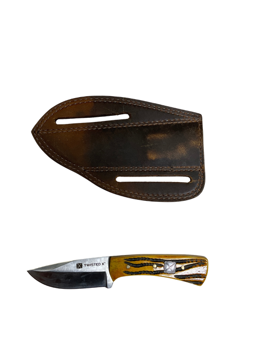 Fixed Blade Amber Bone Handle Knife