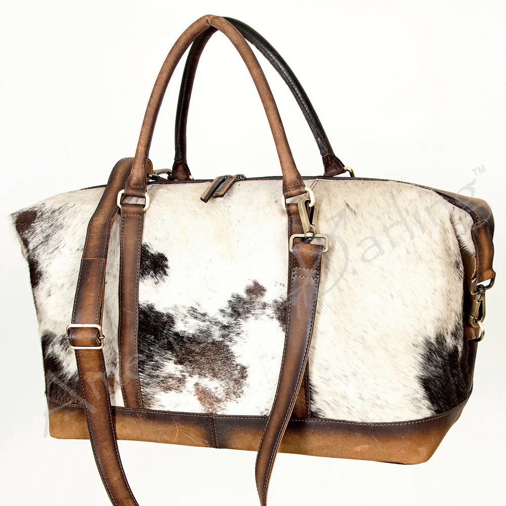 Hair On Cowhide & Leather Duffel Bag