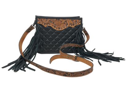 Black Quilted Leather Crossbody Purse