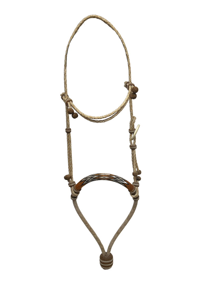 8 Plait Rawhide Bosal and Hanger with Hitched Horsehair Noseband