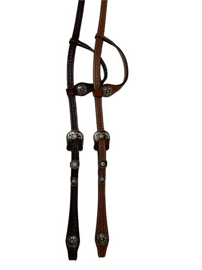 Single Ear Basket Stamped Rust Mesquite Buckles & Conchos
