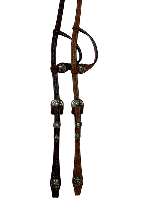 Single Ear Basket Stamped Rust Mesquite Buckles & Conchos