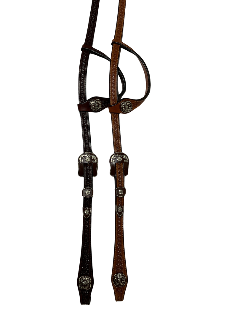 Single Ear Basket Stamped Rust Mesquite Buckles & Conchos
