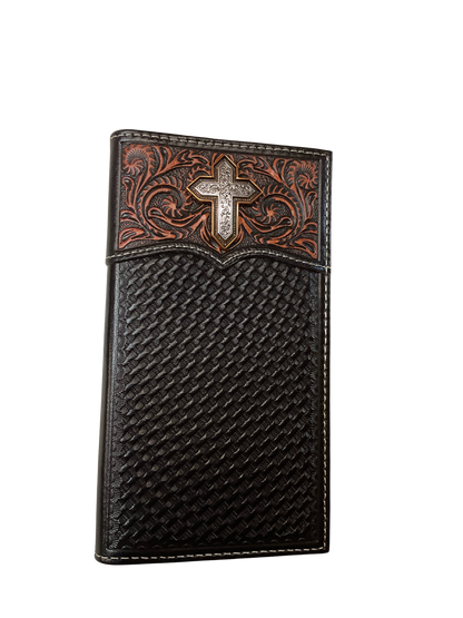 Dark Basket Stamp Wallet w/Cross Filigree